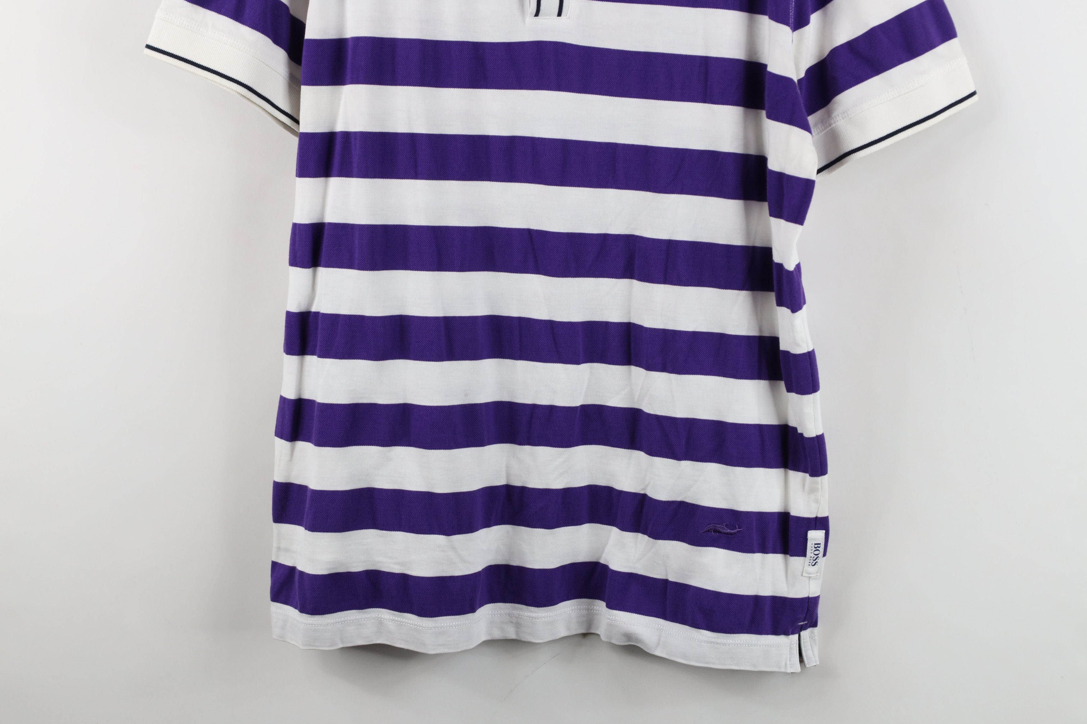 Hugo Boss Hugo Boss Color Block Knit Collared Polo Shirt Purple White Size US L / EU 52-54 / 3 - 3 Thumbnail