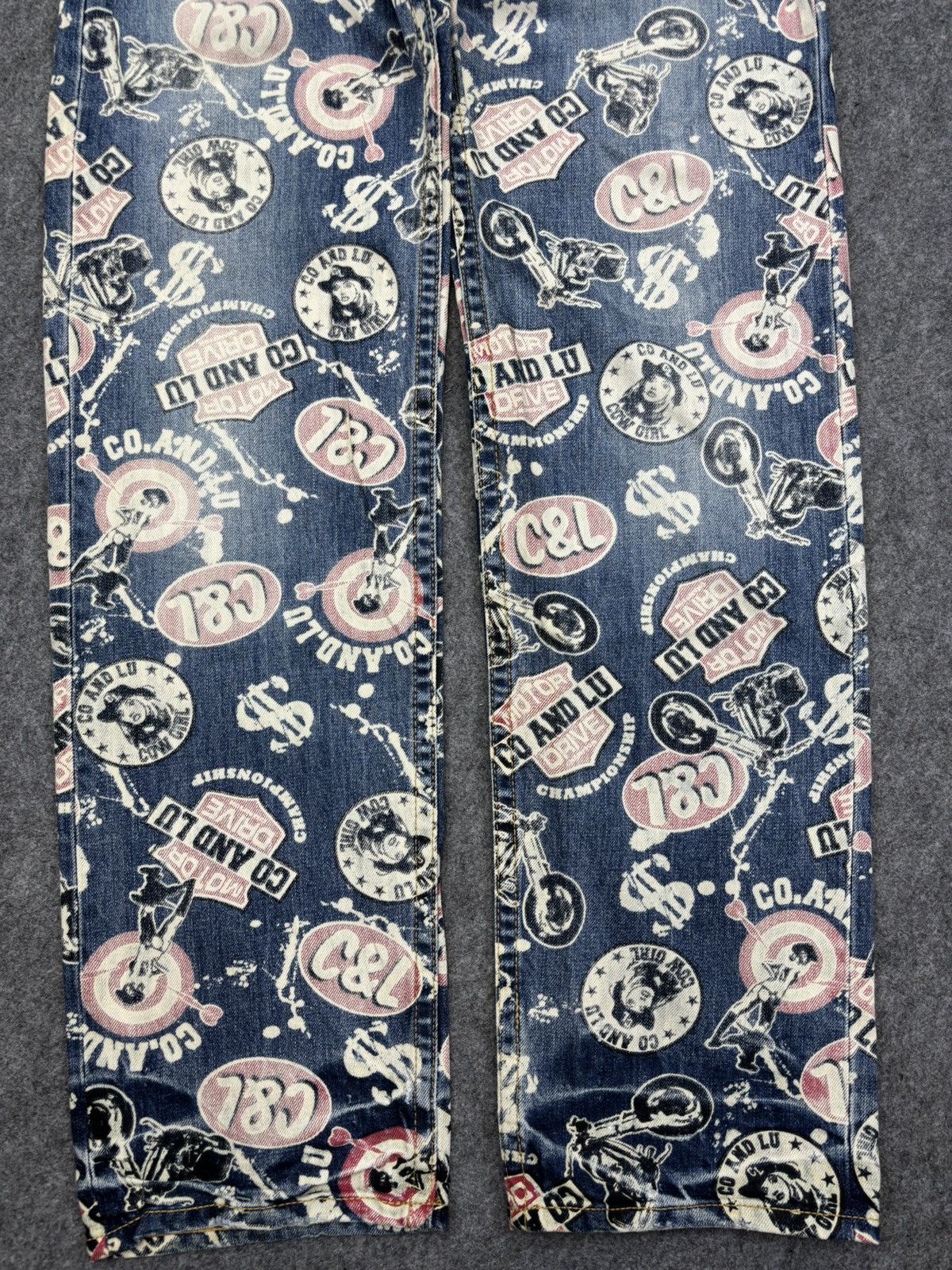 Designer Co&Lu Japan Dope Sick Full Print Denim F750 Size US 31 - 4 Thumbnail