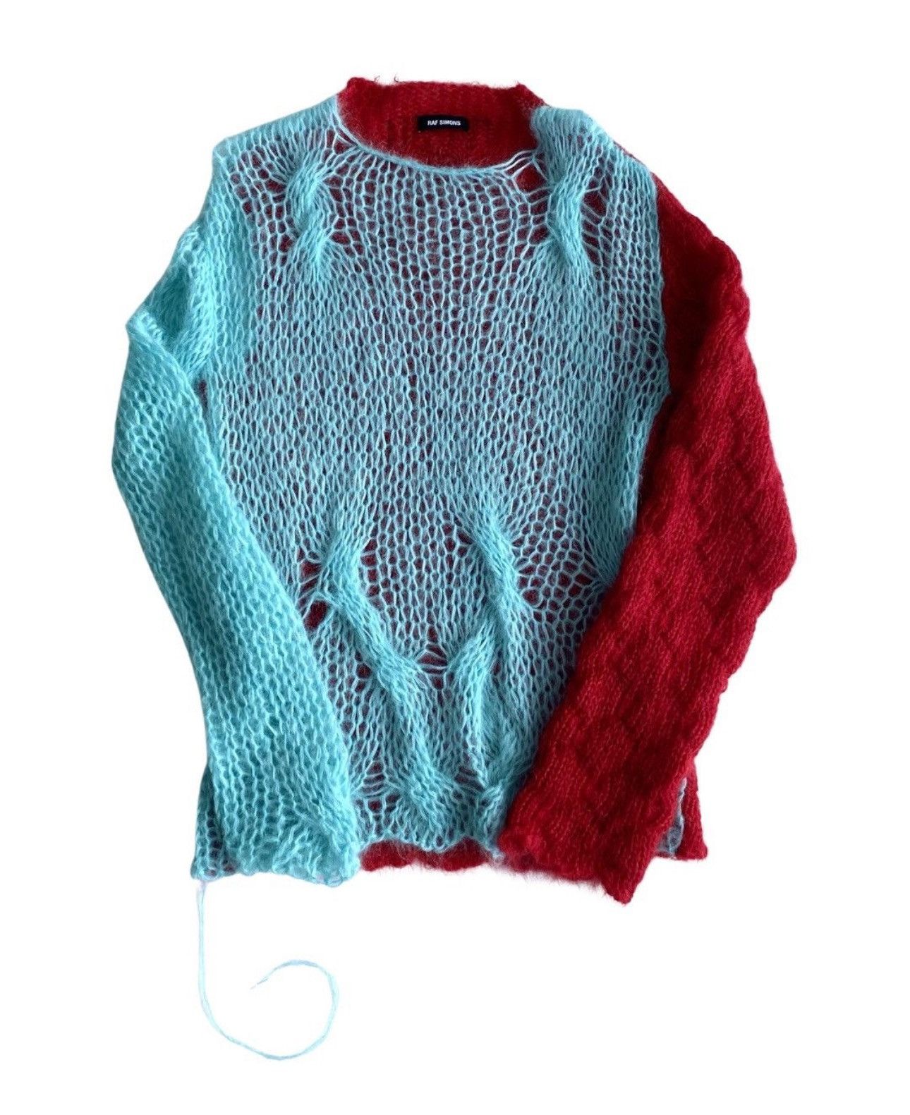 image of Raf By Raf Simons x Raf Simons Knit Sweater Mohair Red And Blue, Men's (Size Large)