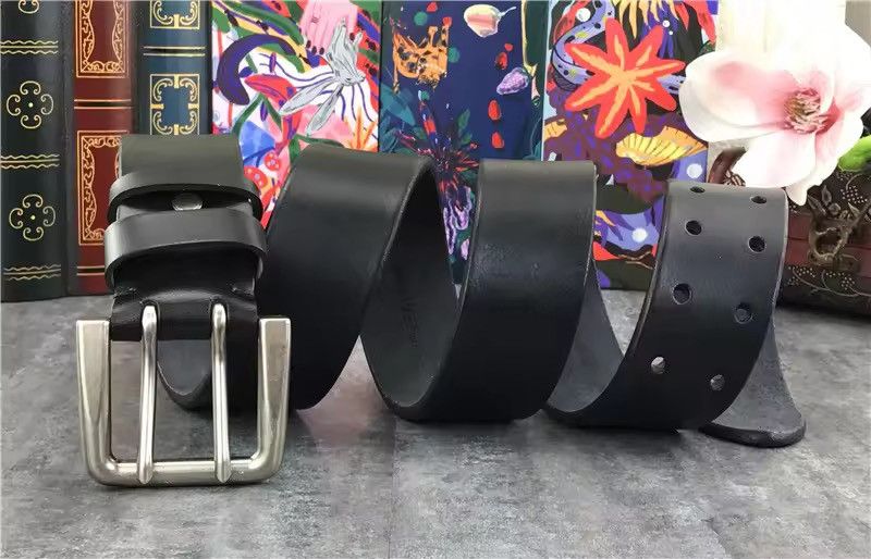 Genuine Leather Super Wide 4.2 CM Thick Genuine Leather Double Buckle Belt Size ONE SIZE - 6 Thumbnail