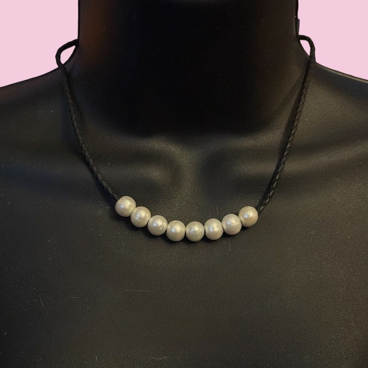 Other Cultured white pearls braided leather cord necklace Size ONE SIZE - 1 Thumbnail