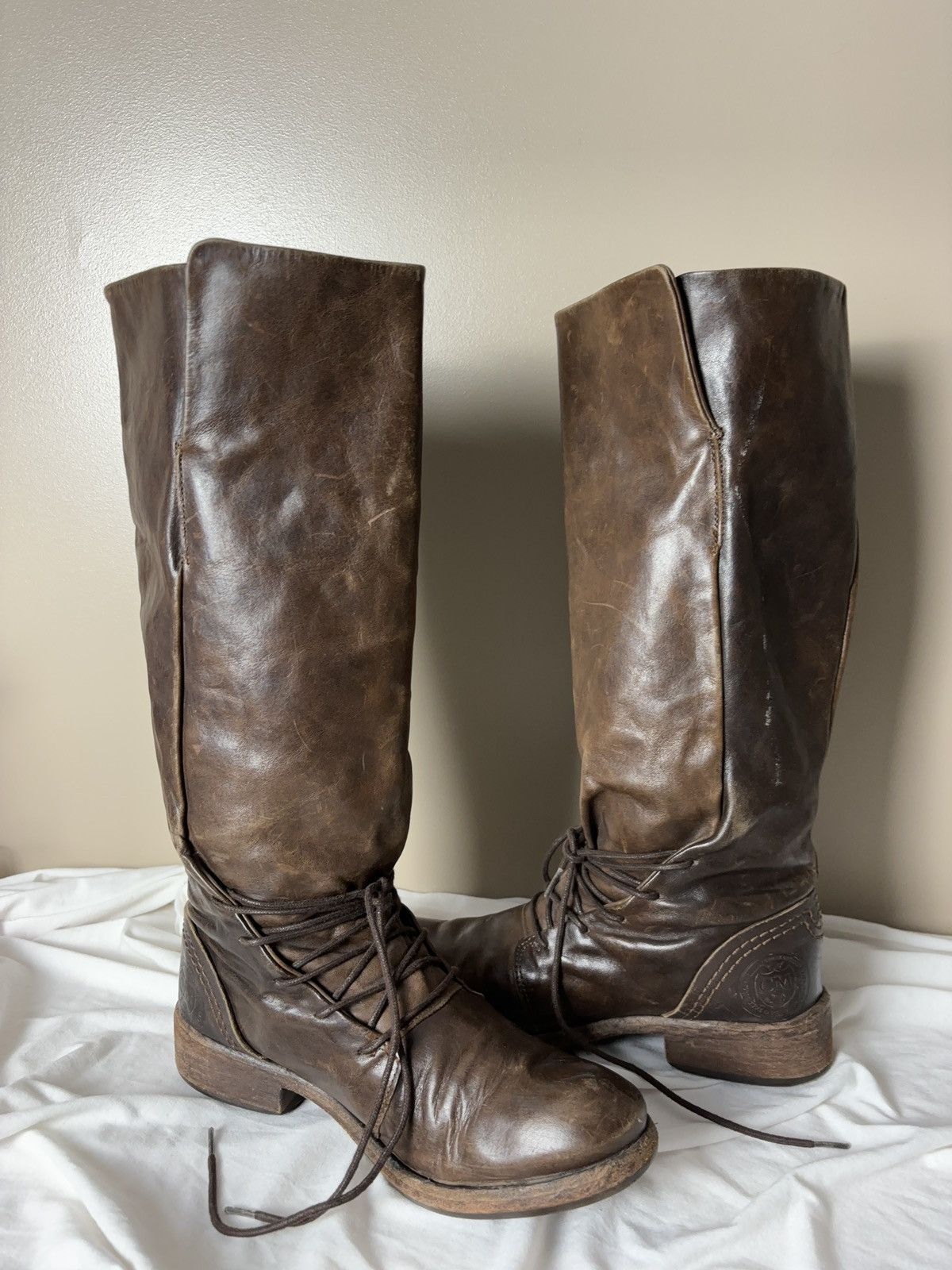 Leather LEATHER BONDAGE MOTO BOOTS LACE UP Size US 7 / IT 37 - 8 Thumbnail