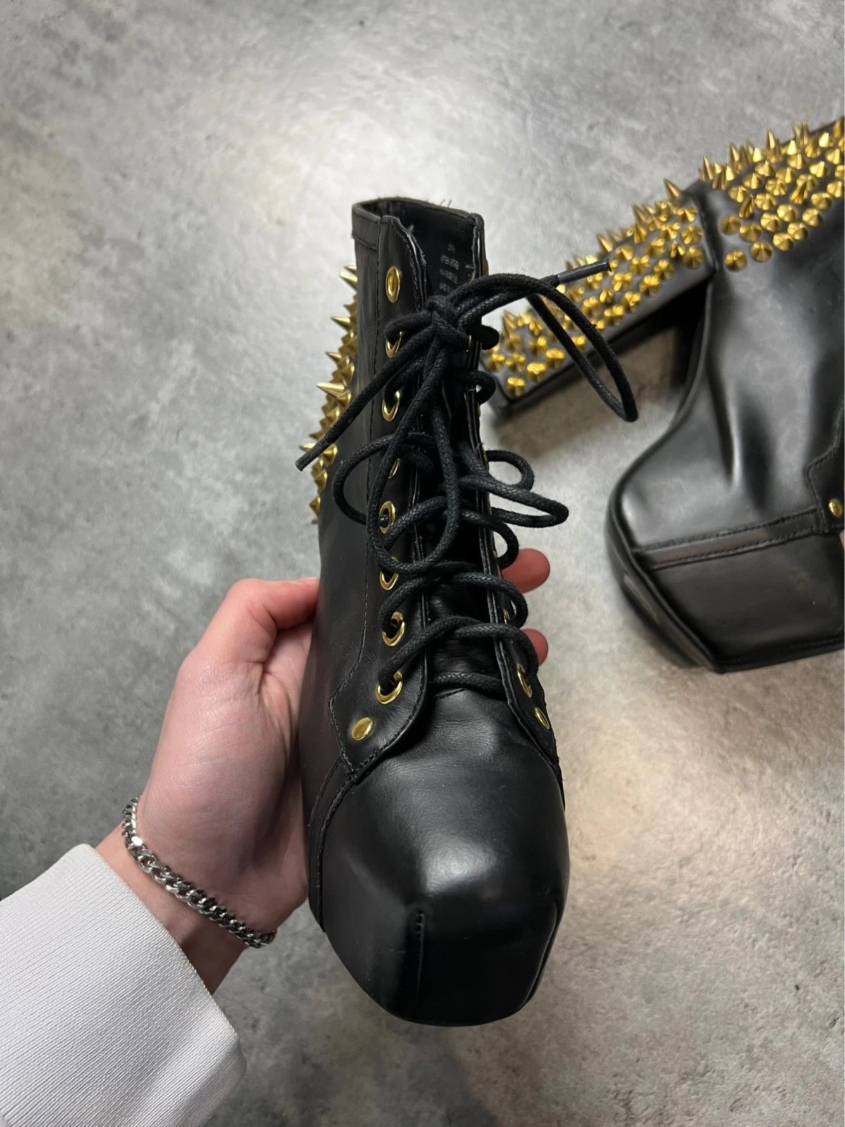 Vintage rare avant gard jeffrey campbell punk platform studded shoes Size US 4.5 / IT 34.5 - 3 Thumbnail