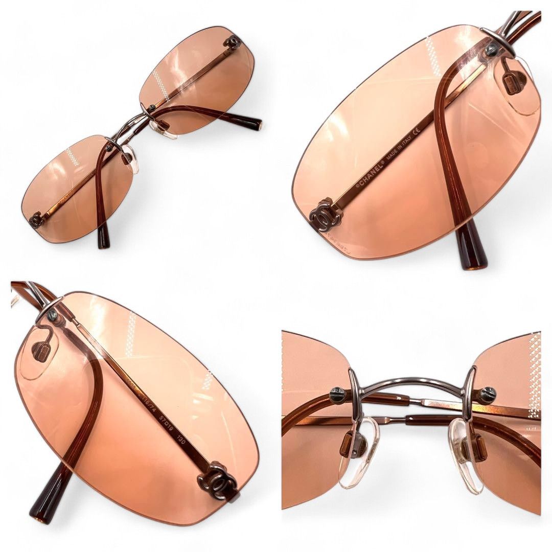 Chanel Chanel - Pink Sunglasses Metal Silver Coco with Case Size ONE SIZE - 7 Thumbnail