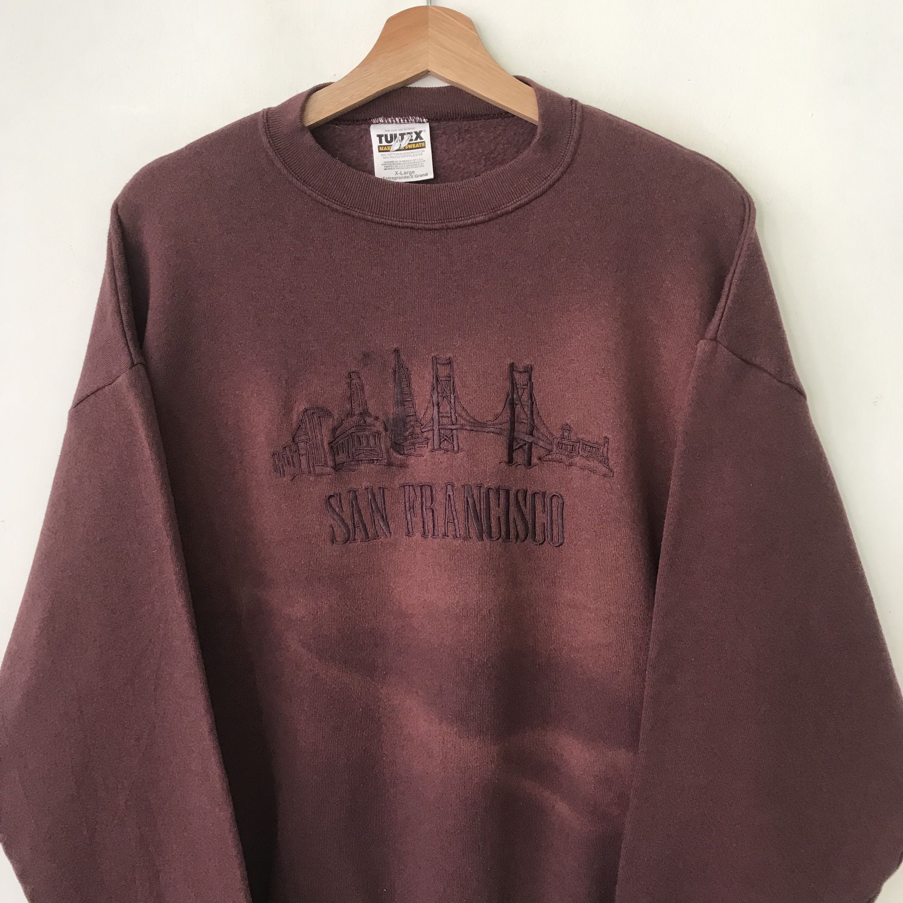 Vintage Vintage San Francisco Faded Maroon Sweatshirt Xlarge - 321 Size US XL / EU 56 / 4 - 3 Thumbnail