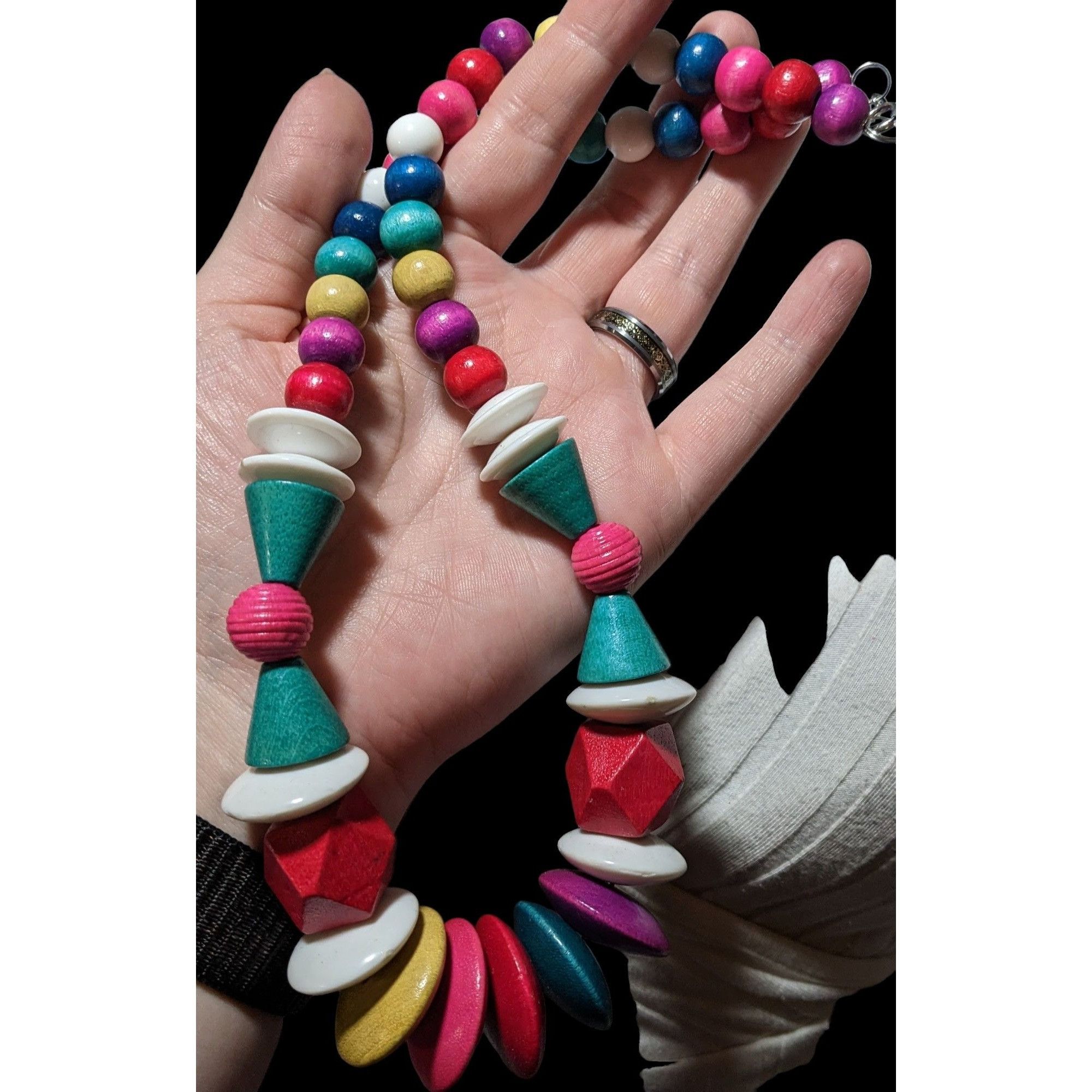 Other Vintage Rainbow Wood Beaded Statement Necklace Size ONE SIZE - 4 Thumbnail