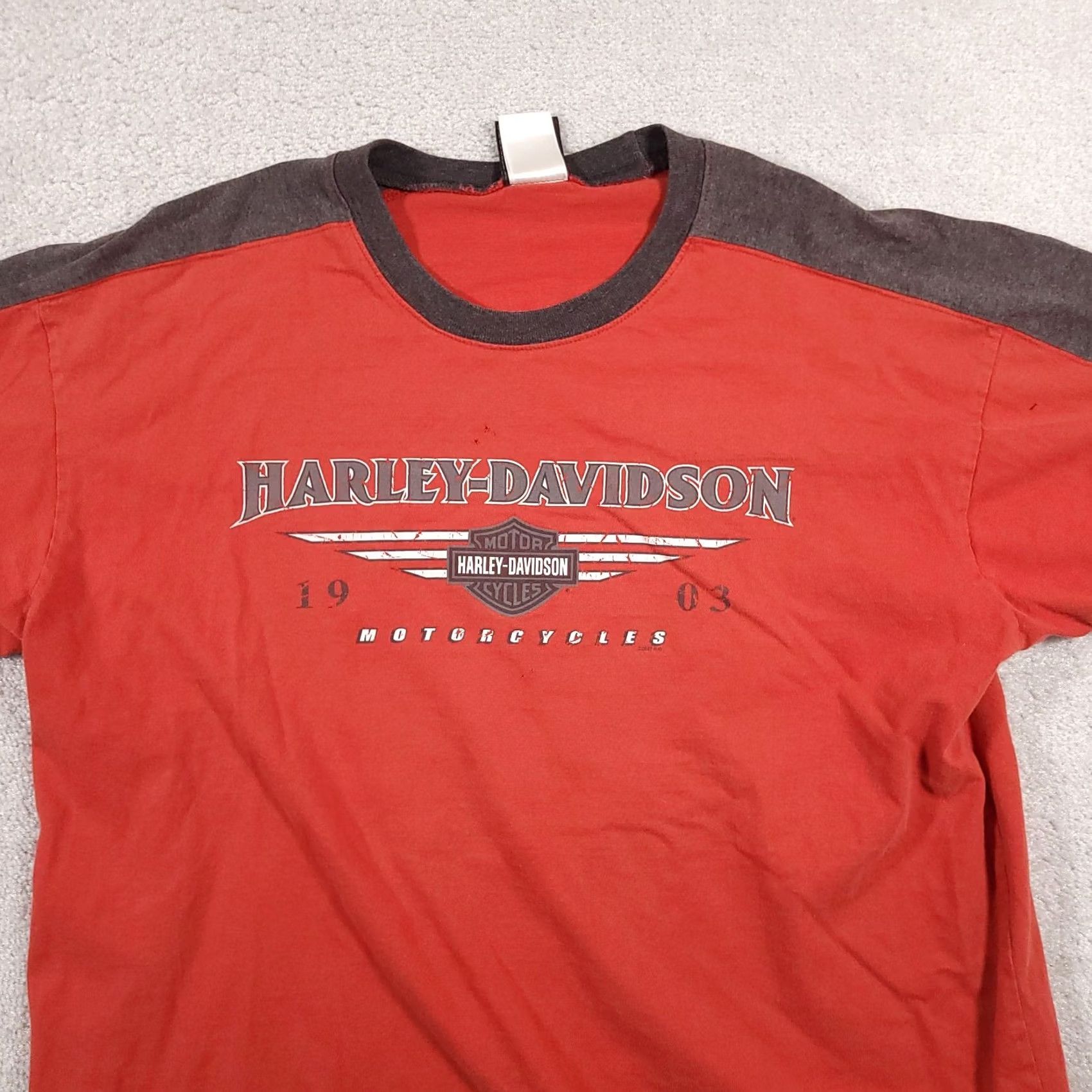 Harley Davidson VINTAGE Harley-Davidson Ringer Shirt Mens XL Red Gettysburg PA 2007 USA T-Shirt Crew Neck N/A Size US XL / EU 56 / 4 - 3 Thumbnail