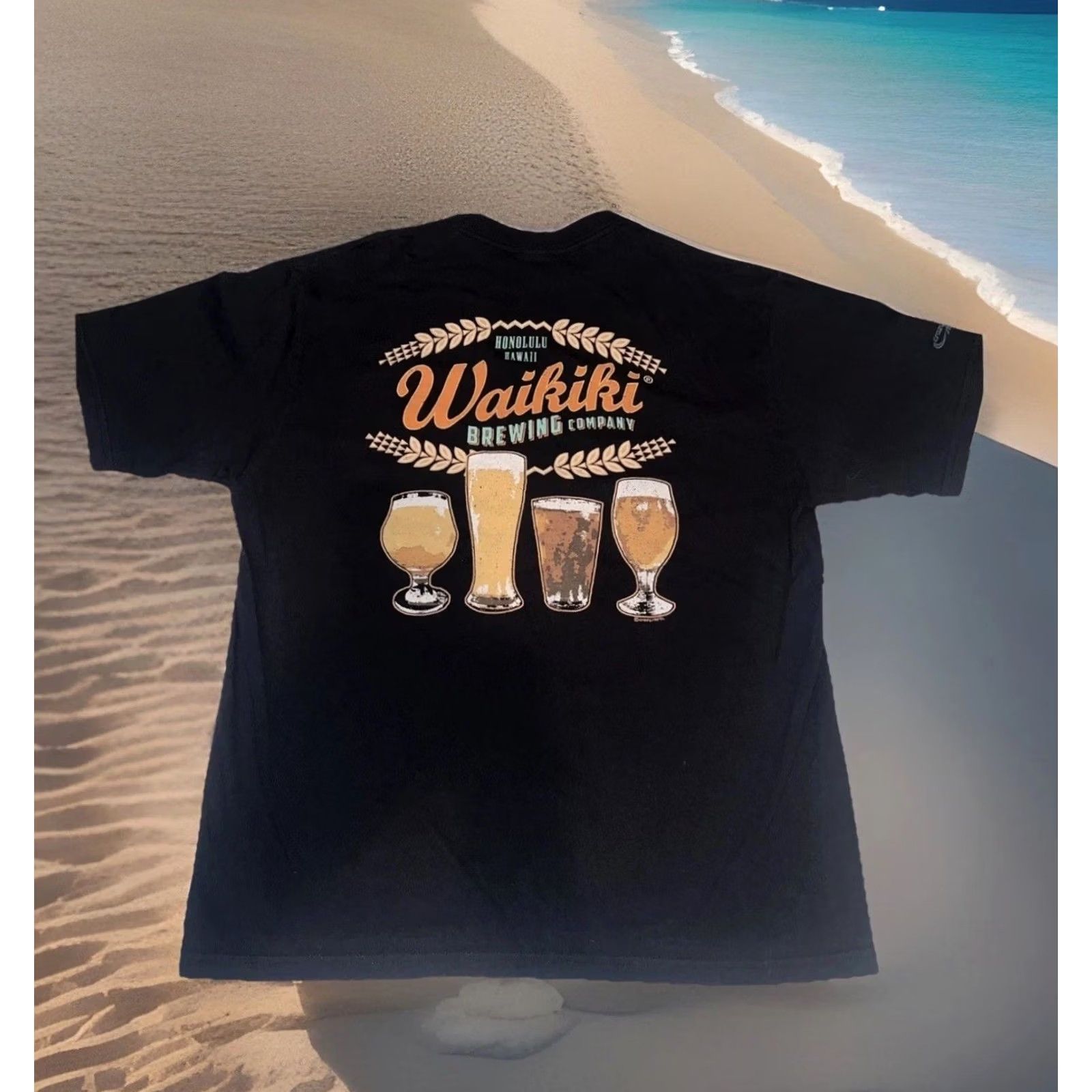 Vintage Crazy Shirts Waikiki Brewing Company Honolulu Hawaii Drinking Shirt Black Cotton Crew Neck Short Sleeve M Surfer Logo Tee Mens Size US M / EU 48-50 / 2 - 2 Thumbnail