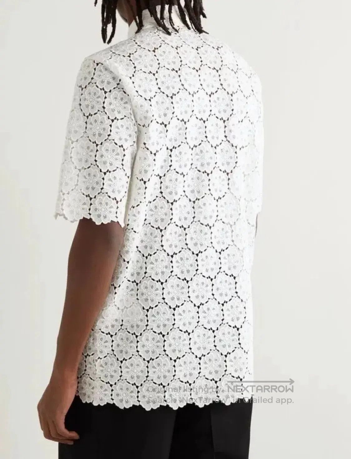 Valentino Valentino White Short Sleeve Lace Shirt. Size US S / EU 44-46 / 1 - 1 Thumbnail
