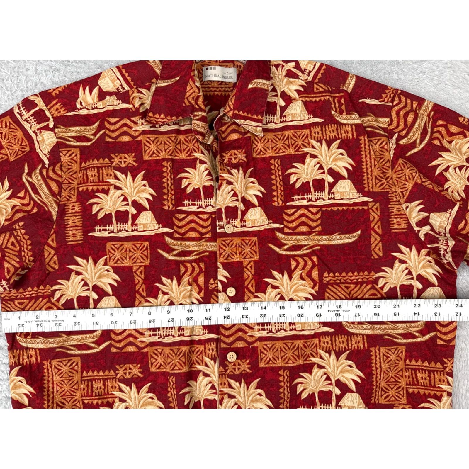 Vintage Natural Issue Button-Up Shirt Men M Red Floral Cotton 100% Button-Down Short Sleeve Collared 44 in Regular Size US M / EU 48-50 / 2 - 7 Thumbnail