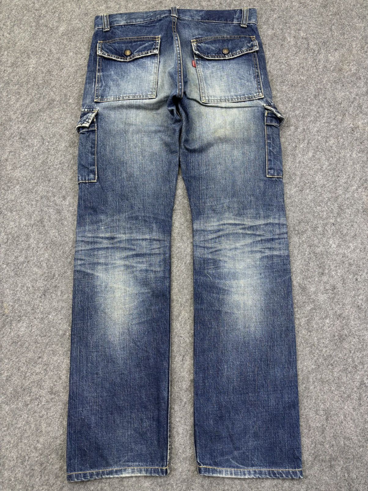 Japanese Brand 💥Thrashed💥Vtg Gowest heavy Distressed Cargo Denim F977 Size US 32 / EU 48 - 15 Thumbnail