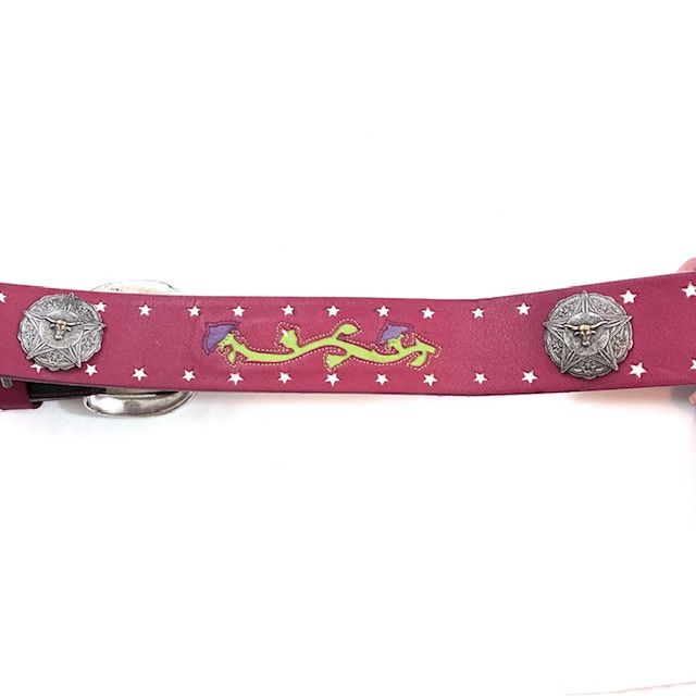 Vintage Bill Adler Women's Leather Belt Red with Stars, Conchos Size ONE SIZE - 8 Thumbnail
