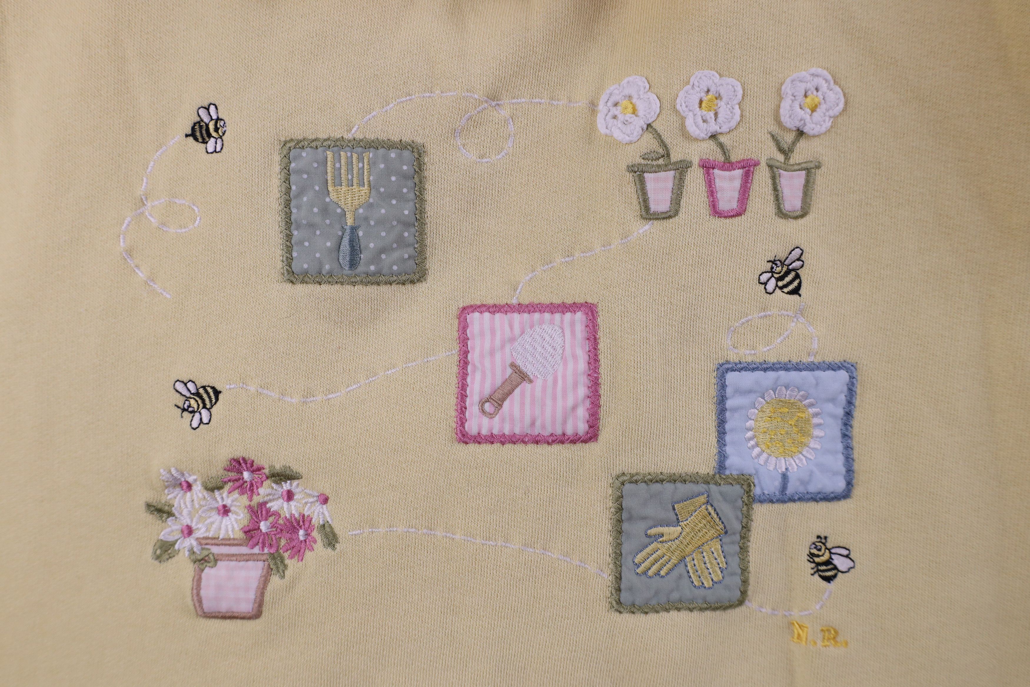 Vintage Vintage 90s Country Primitive Garden Bee Collared Sweatshirt Size L / US 10 / IT 46 - 4 Thumbnail