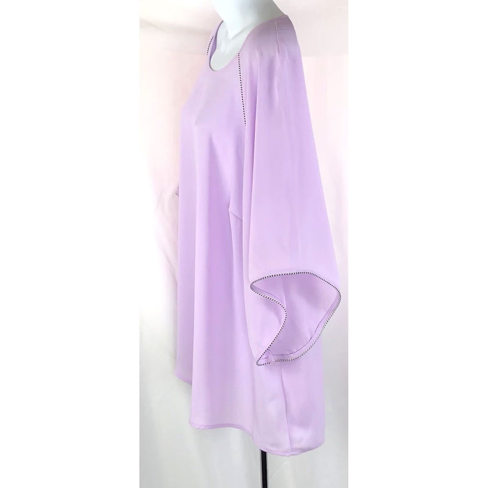 Worthington worthington Top Womens 2X Purple chiffon flowy Draped Angel sleeves fairy Romantic Size XXL / US 16-18 / IT 52-54 - 2 Thumbnail