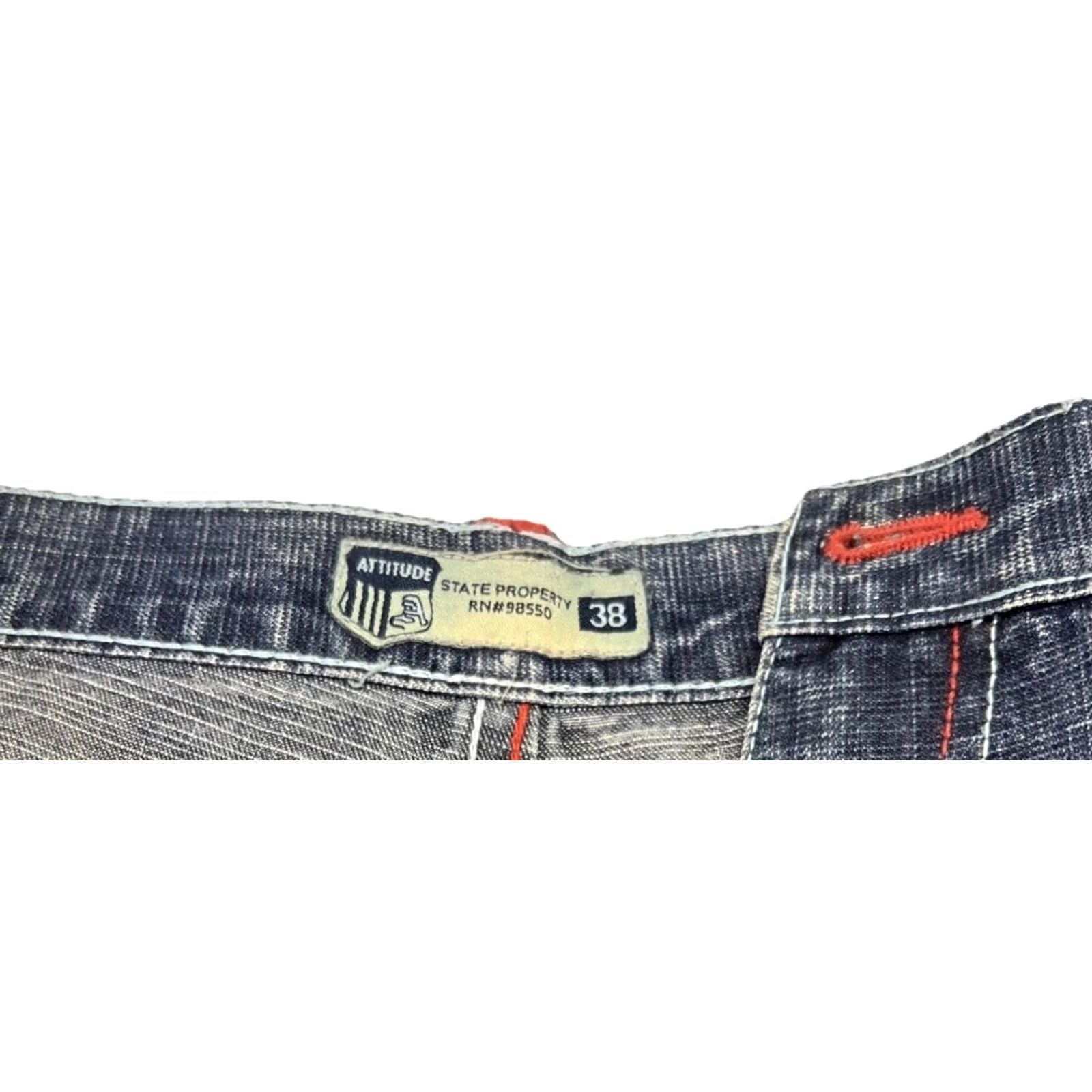 Vintage VINTAGE Attitude Y2K Baggy Denim Shorts Mens 38 Jorts Embroidered Hip Hop Streetwear Casual Distressed Cargo Pockets Size US 38 / EU 54 - 7 Thumbnail