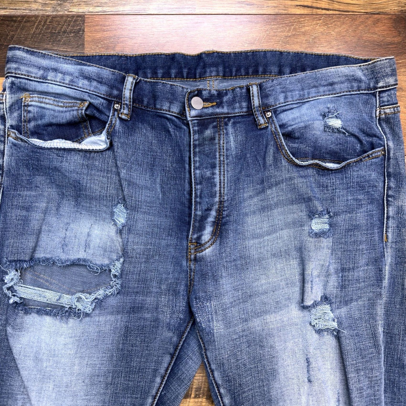 MNML MNML Skinny Jeans Mens 38 Ankle Zip Distressed Stretch Jeans Size US 38 / EU 54 - 3 Thumbnail
