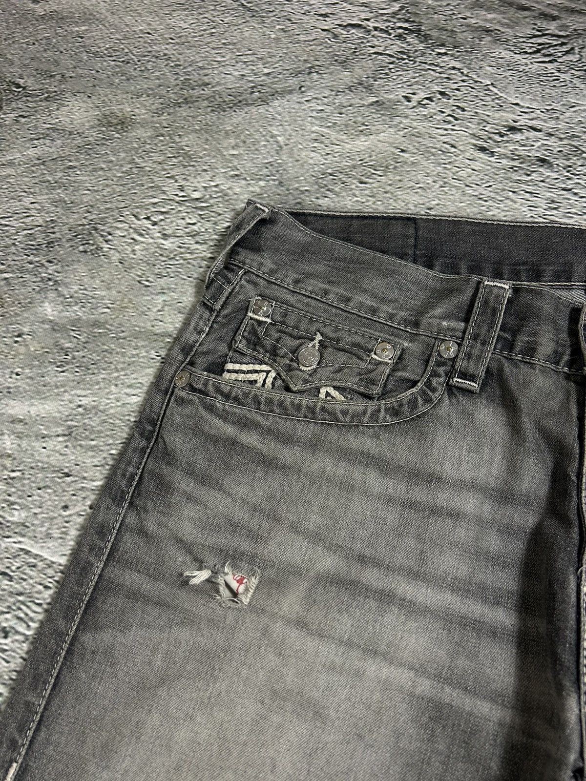 True Religion True Religion vintage grey jeans rope white stitching Ricky Size US 36 / EU 52 - 7 Thumbnail