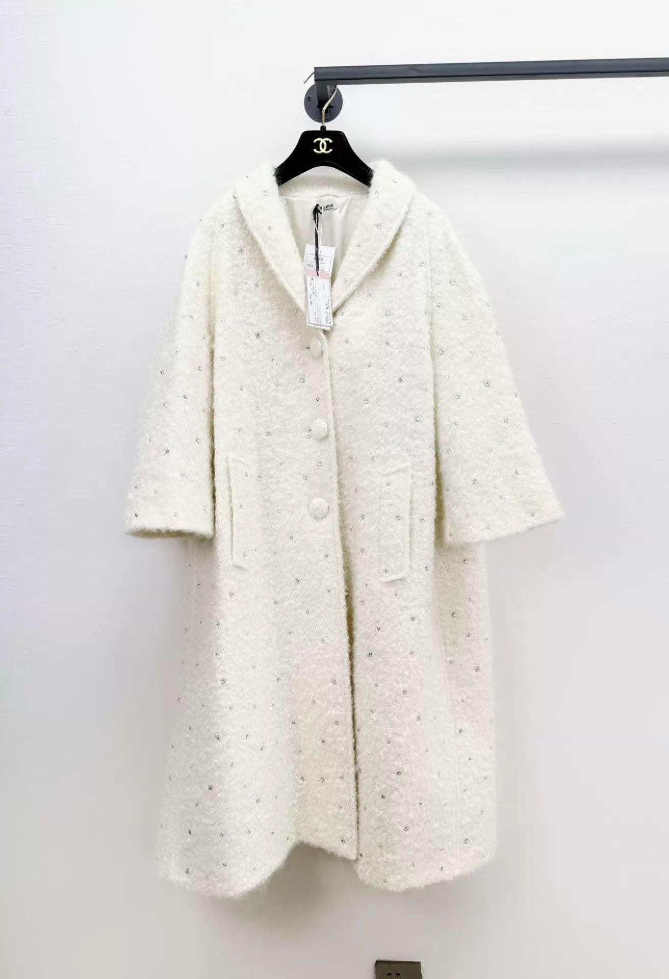 Miu Miu MIU MIU Wool Full Diamond Overcoat Women's 40 Size S / US 4 / IT 40 - 1 Thumbnail