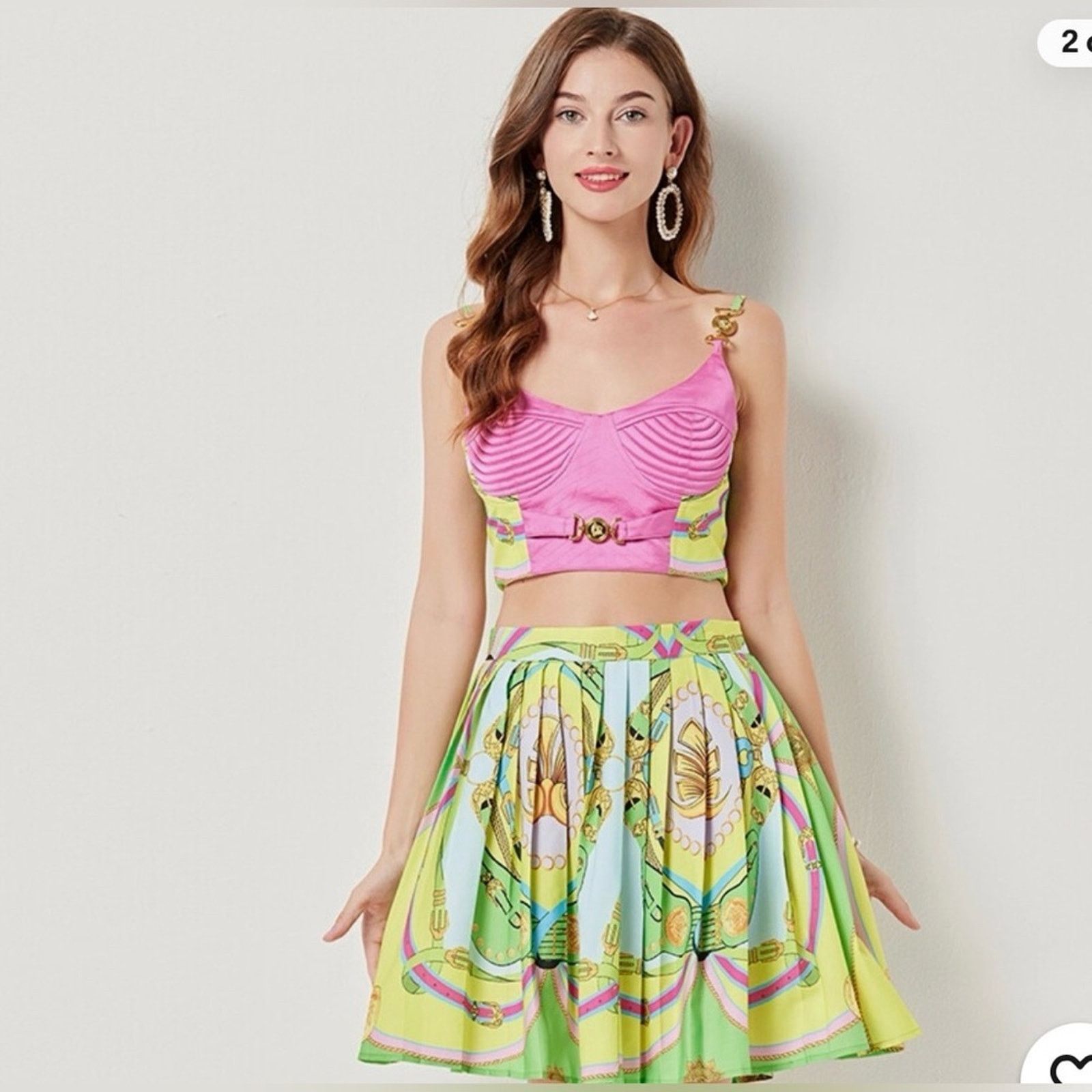 Other Vibrant Multicolor Pleated set. Top size M skirt size S Size S / US 4 / IT 40 - 4 Thumbnail