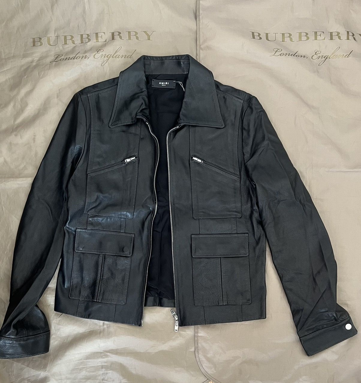 Amiri AMIRI pointed-collar grained leather jacket size 52 Size US L / EU 52-54 / 3 - 11 Thumbnail