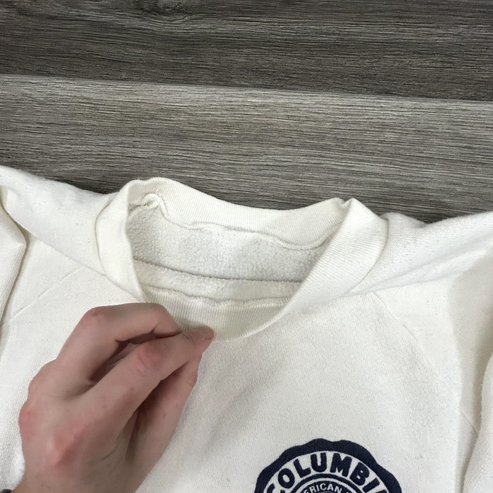 Hanes VINTAGE Columbine Girls State American Legion Sweatshirt Womens M White Pullover Crew Neck Raglan Sleeve Fall 90s Casual Graphic Print Logos Size M / US 6-8 / IT 42-44 - 6 Thumbnail