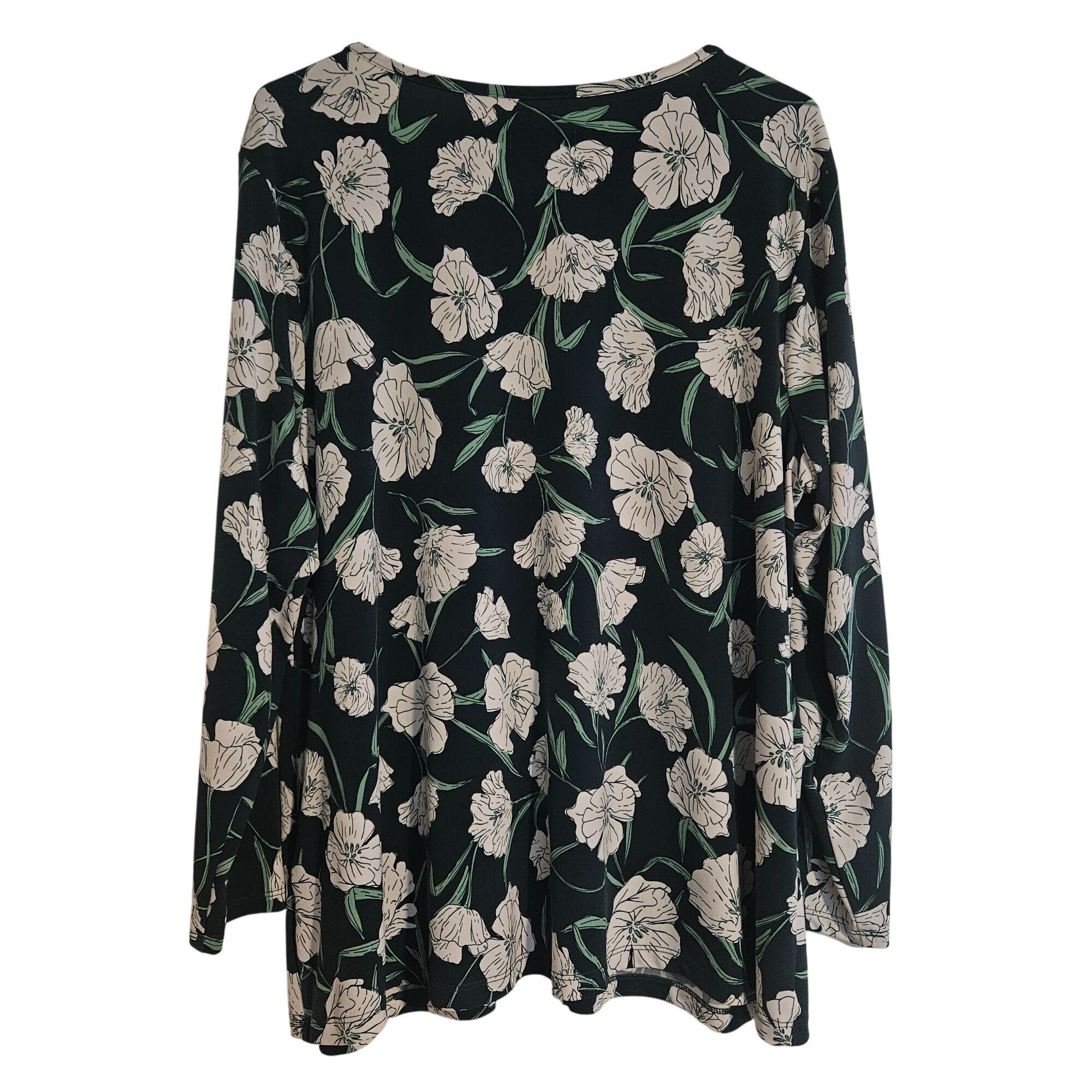 Jason Wu Jason Wu Women Floral LaceTrim Blouse XL Black Green Whimsyg Size XL / US 12-14 / IT 48-50 - 3 Thumbnail