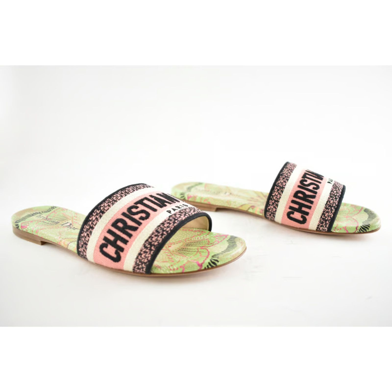 Dior In Lights Dway Embroidered Logo Slide Flat Sandal 35 Size US 5 / IT 35 - 4 Thumbnail