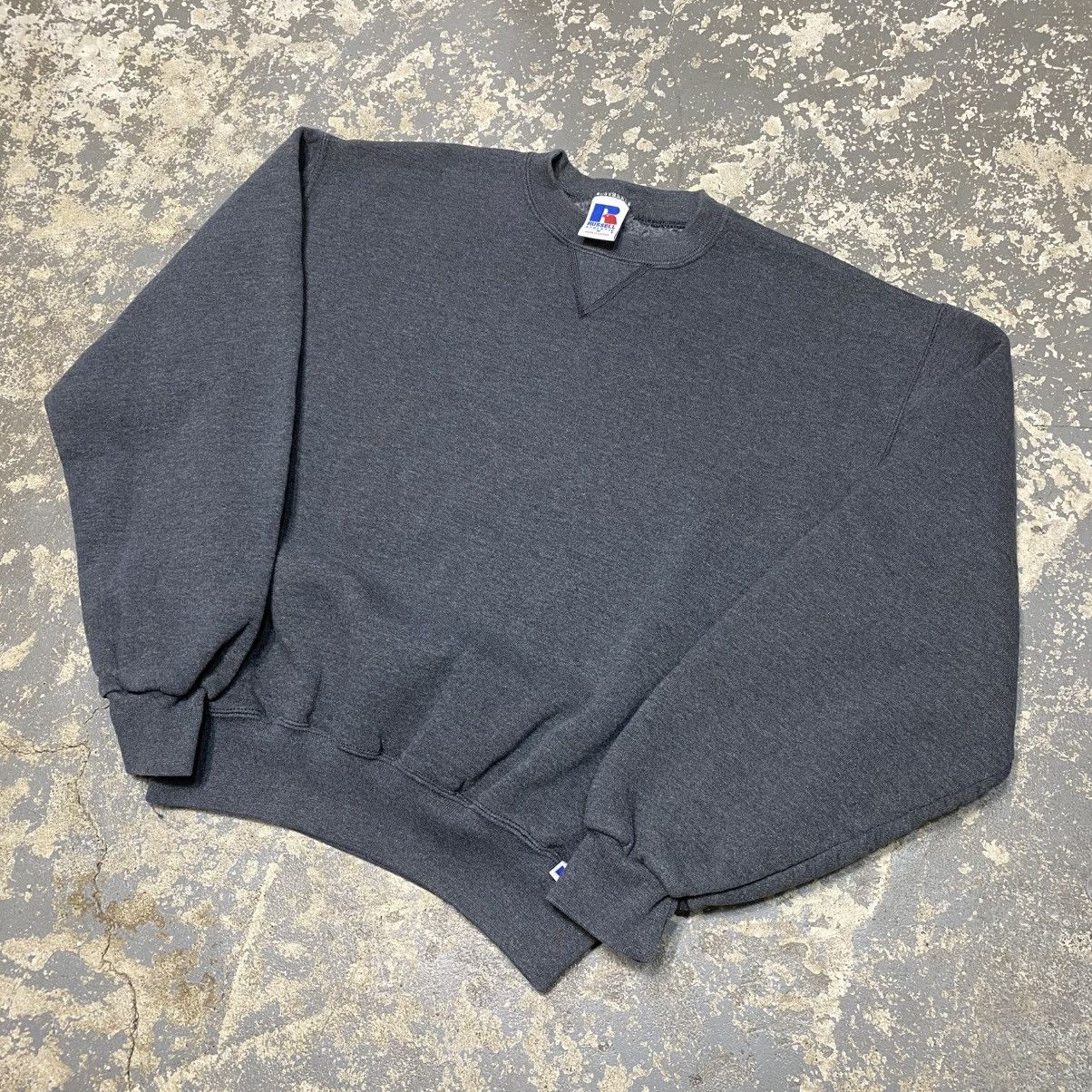 Russell Athletic × Vintage Vintage Russell Athletic Grey Blank Boxy Crewneck Hoodie Size US M / EU 48-50 / 2 - 2 Thumbnail