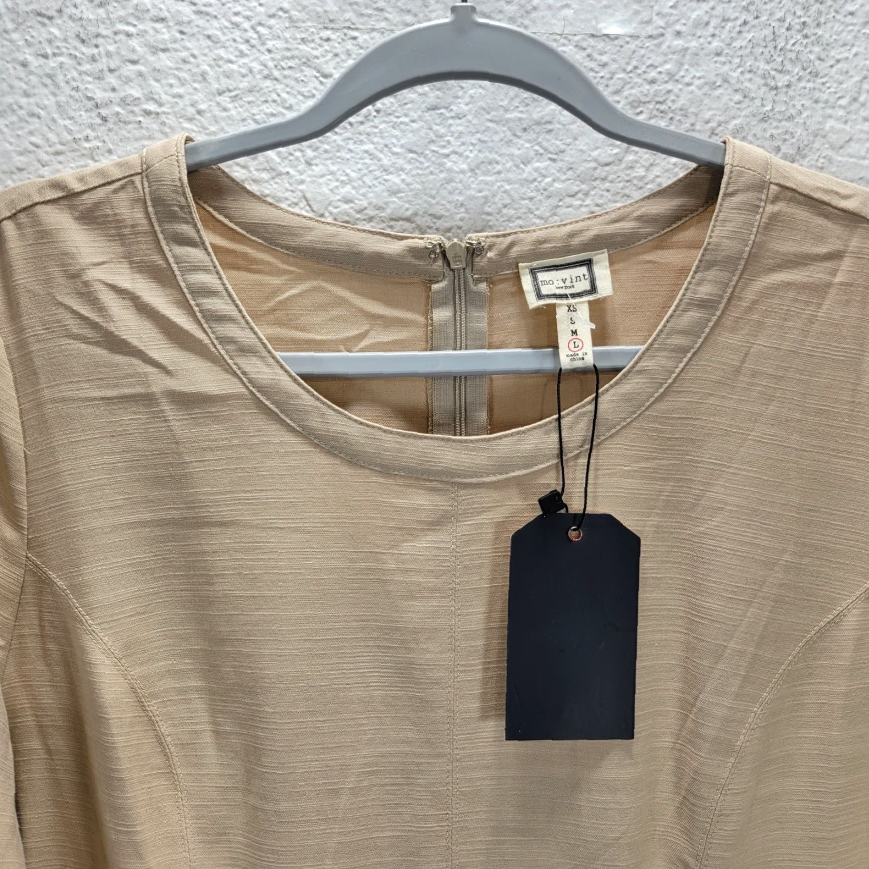 Vintage VINTAGE Mo:Vint Womens Long Sleeve Dress L Beige Back Zip Tencel Cotton Blend New Dress Fit & Flare Knee Length Womens Size L / US 10 / IT 46 - 5 Thumbnail