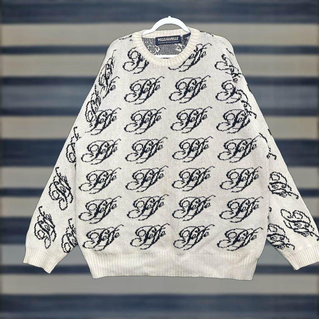Pelle Pelle VINTAGE Pelle Pelle Knit Sweater Beanie Set Mens 2XL Logo Hip Hop 90s Beige Pullover Crew Neck Winter Casual Mens Size US XXL / EU 58 / 5 - 1 Thumbnail