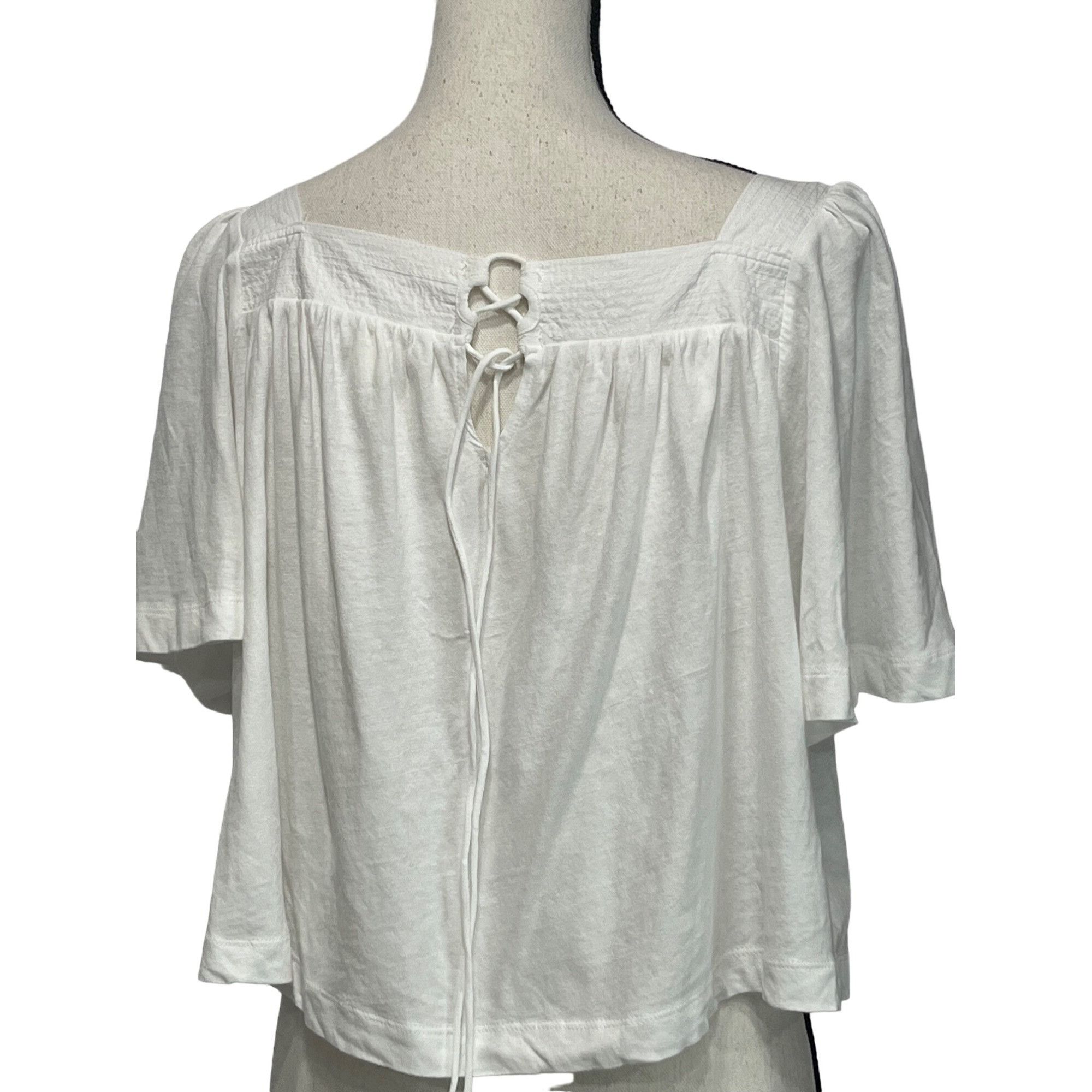 Treasure & Bond Treasure & Bond Cotton & Linen Square Neck Top, White, M Size M / US 6-8 / IT 42-44 - 4 Thumbnail