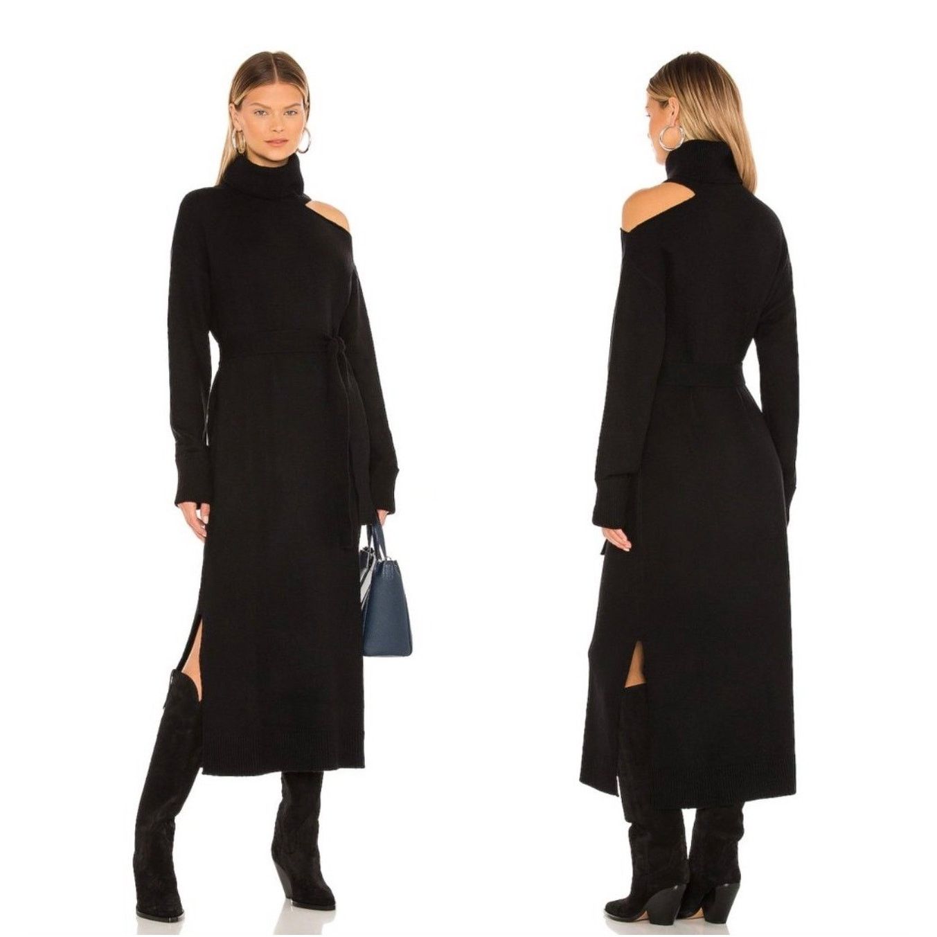 Paige Paige Raundi Sweater Dress Midi Turtleneck Cold Shoulder L Size L / US 10 / IT 46 - 1 Thumbnail