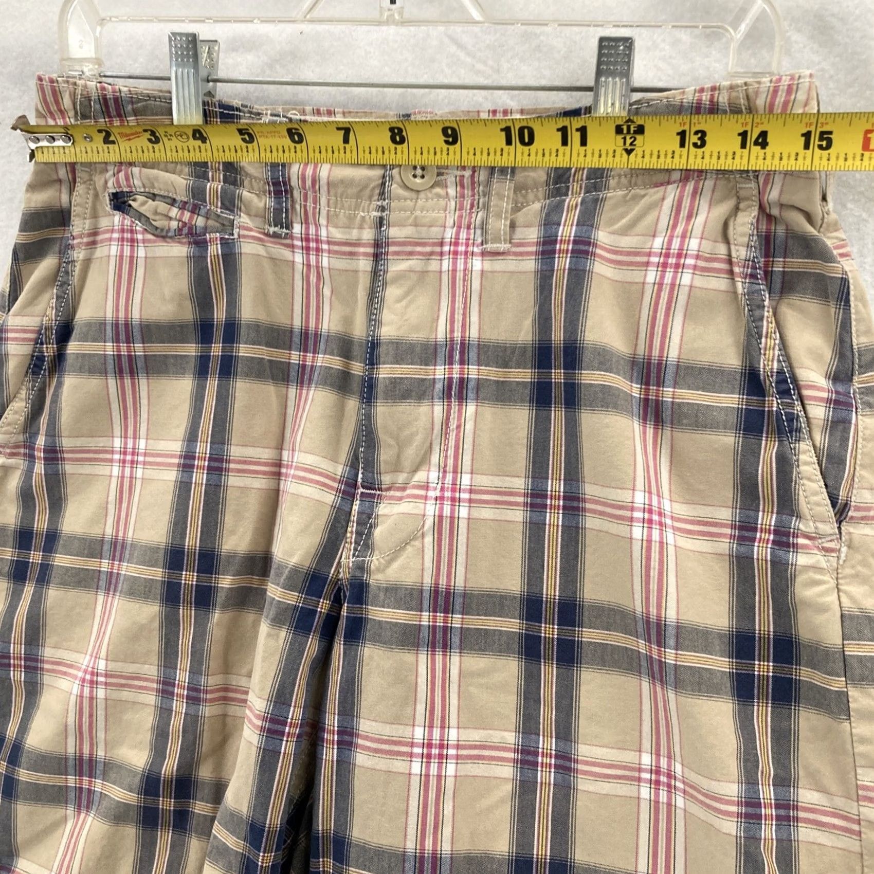 American Eagle Outfitters American Eagle Outfitters Shorts Mens 28 Adult Brown Tan Plaid - Multicolor Cotton Knit Flat Front Chino Casual Relaxed Size 28 28in Inseam 10in Mens Size US 28 / EU 44 - 3 Thumbnail