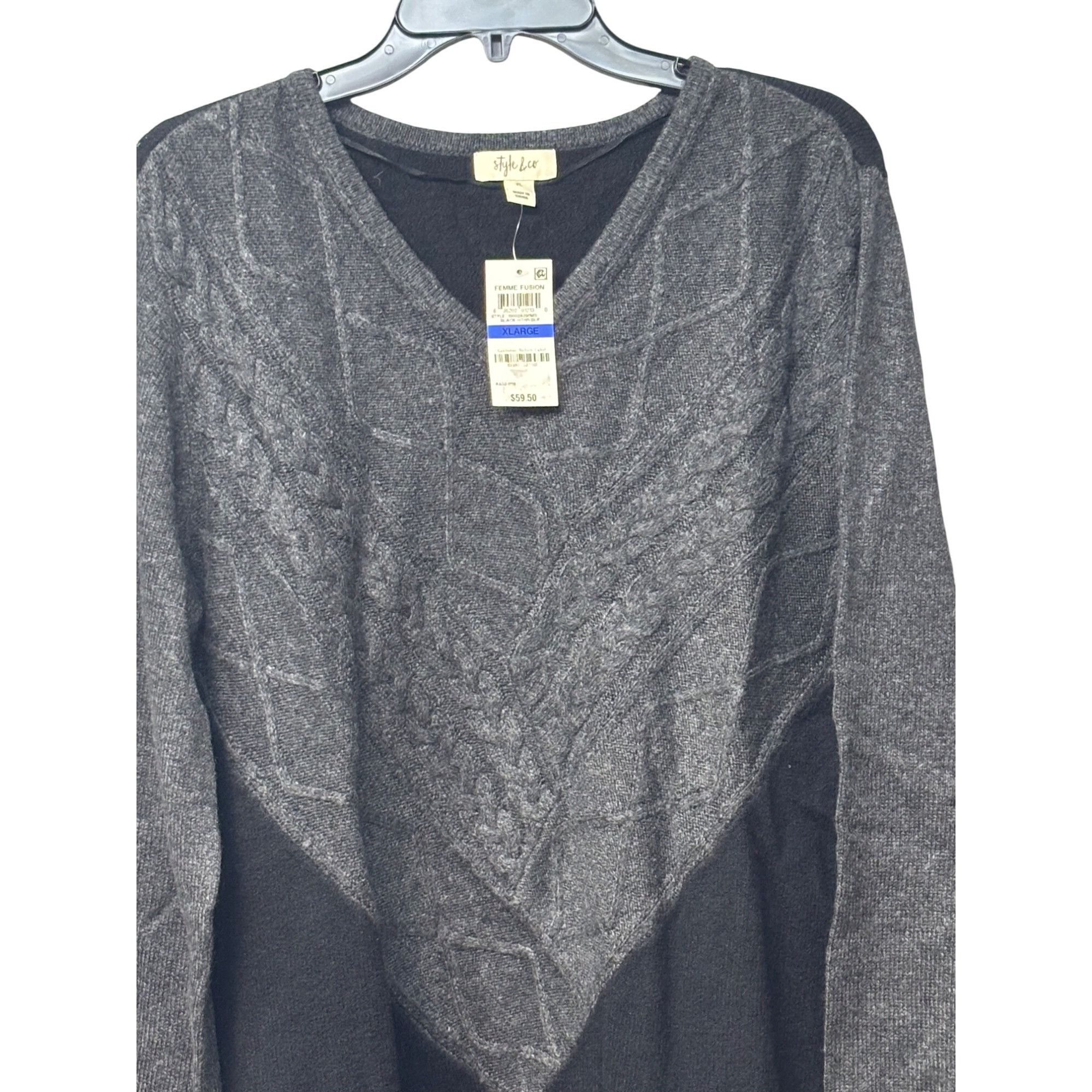 Other Style & Co Mixed Stitch Color block Sweater Tunic, Charcoal Size XL / US 12-14 / IT 48-50 - 3 Thumbnail