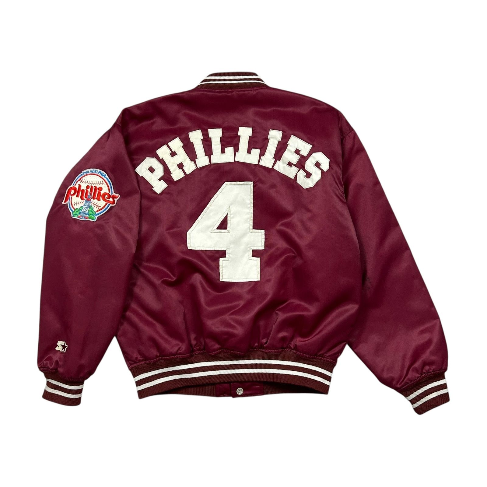 MLB VTG 90s PHILADELPHIA PHILLIES STARTER SATIN JACKET SPELL OUT Size US M / EU 48-50 / 2 - 2 Thumbnail