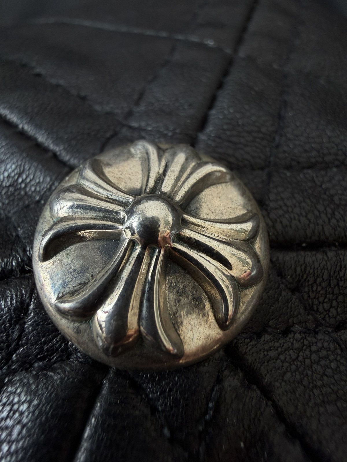 Chrome Hearts Silver Cross Gromet Spider Web Leather Hat Size ONE SIZE - 6 Thumbnail
