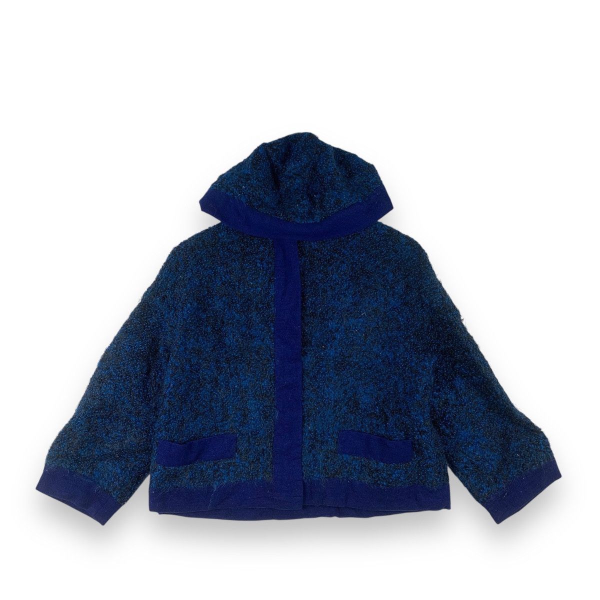 Vintage Vintage BLUE BOUCLE Hooded Jacket Textured Wool Blend Size M / US 6-8 / IT 42-44 - 1 Thumbnail