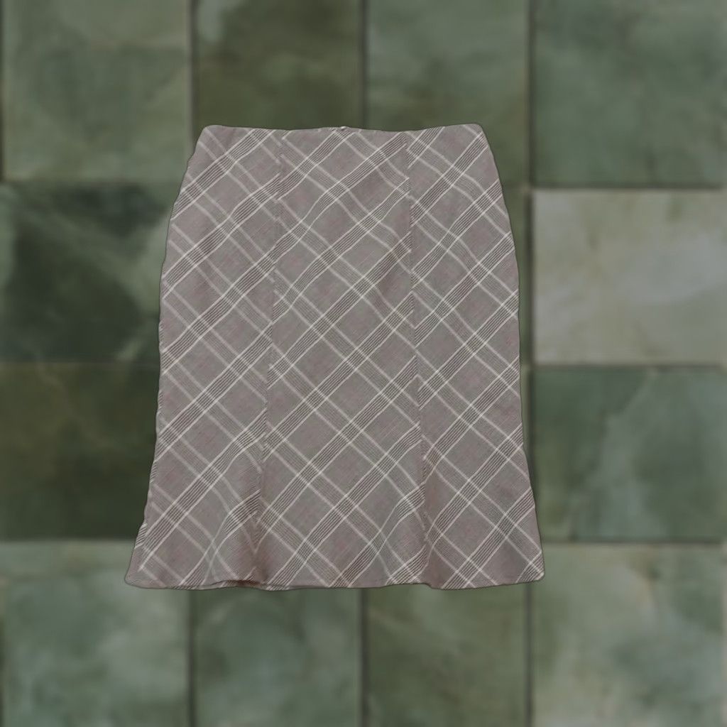 Bebe Skirt Womens Size 2 Brown Pink Plaid Knee Length Straight Pencil Skirt Classic