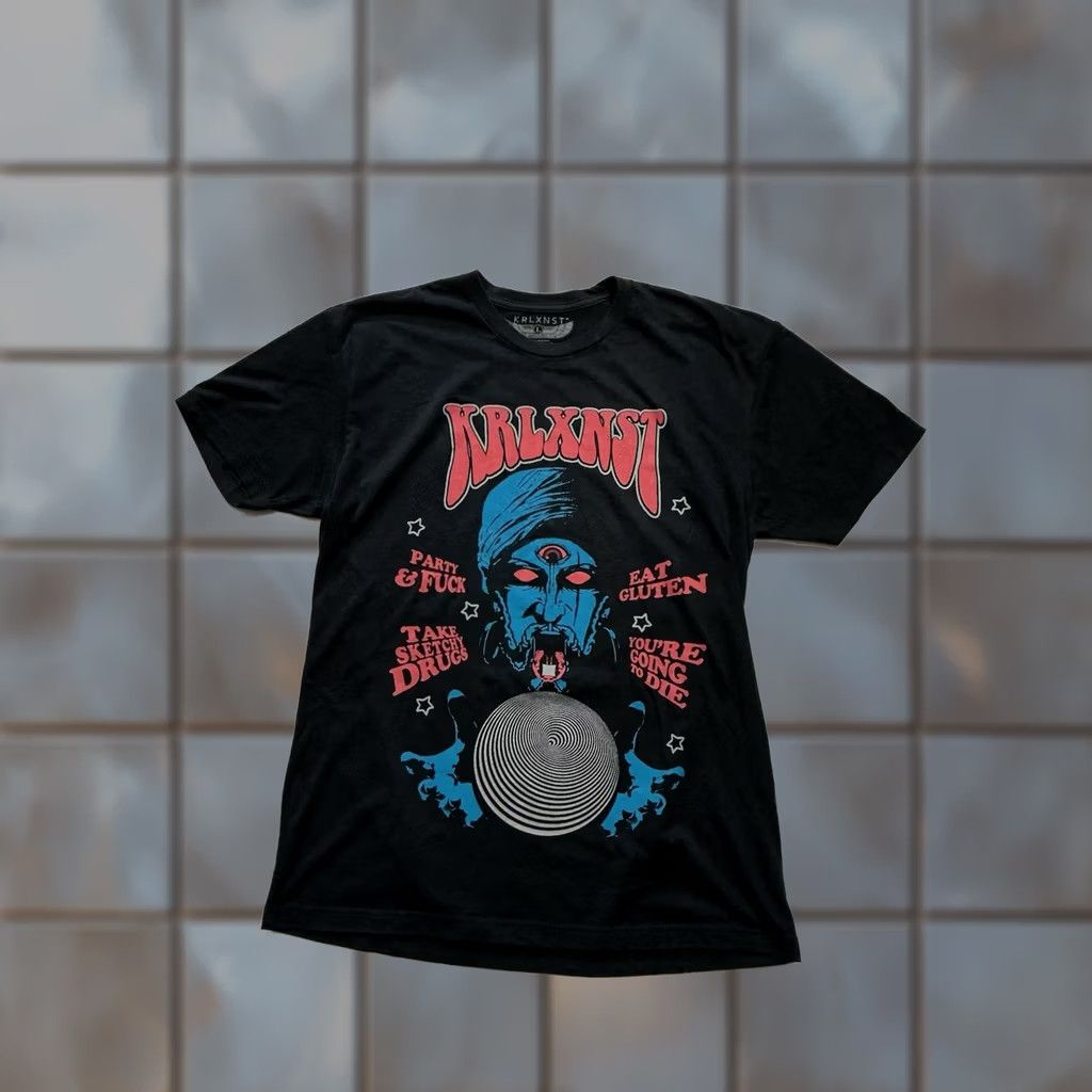 J Brand KRLXNST Filth Brand Sketchy Drugs Going To Die Black Graphic S/S T-Shirt L Mens Shirt Size Large Size US L / EU 52-54 / 3 - 1 Thumbnail