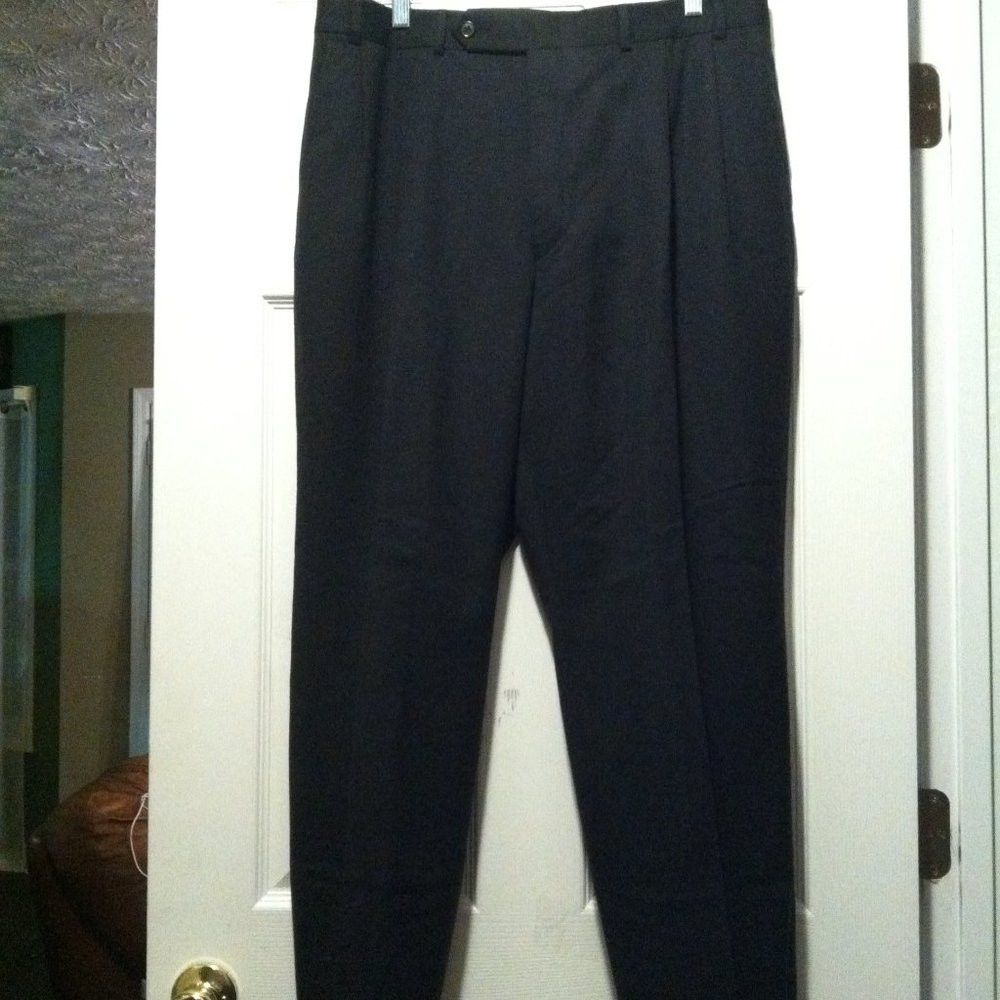 Nautica NAUTICA MEN'S CHARCOAL 100%WOOL PLEATED DRESS PANTS 38/30 Size 38R - 6 Thumbnail