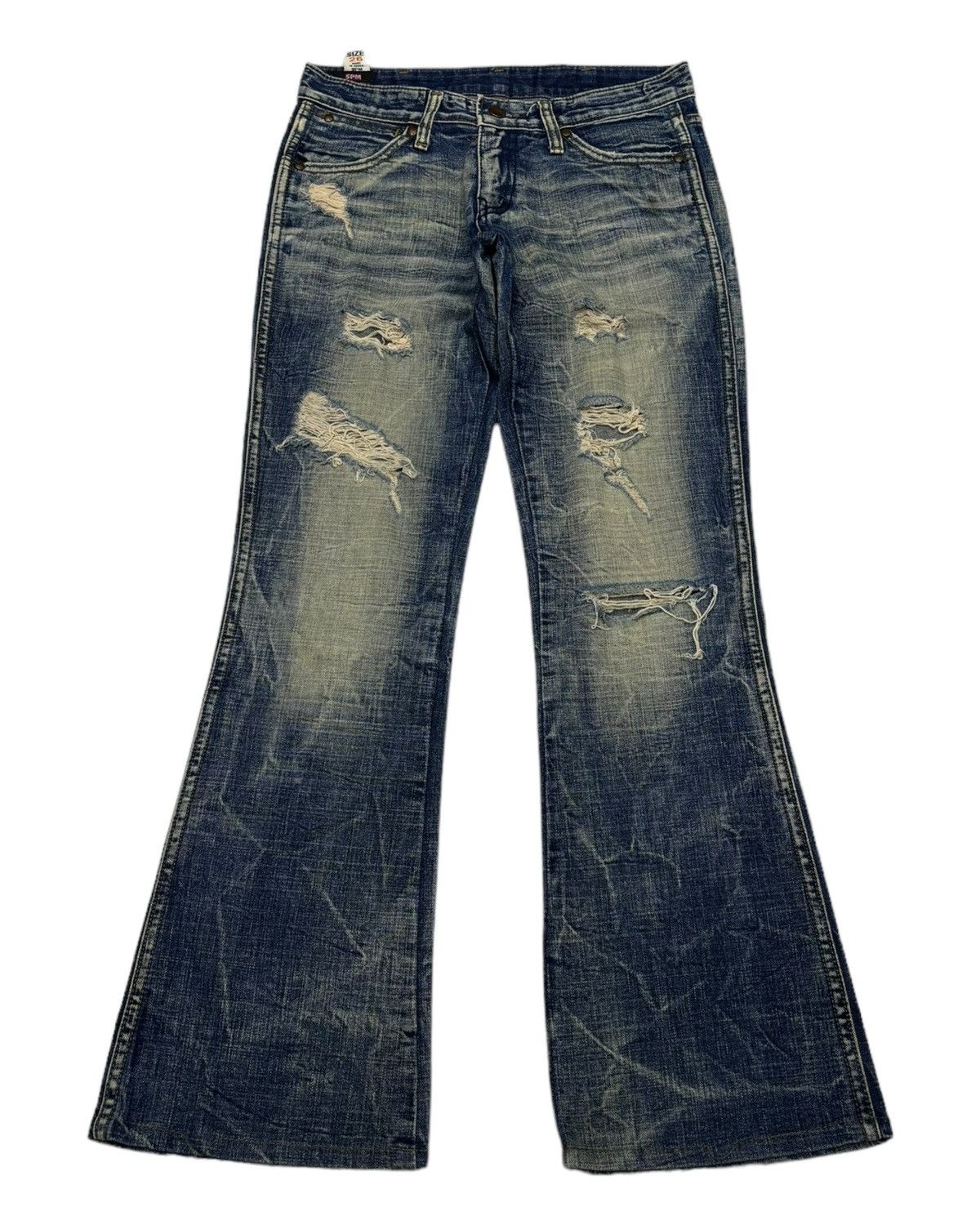 45rpm × Japanese Brand FLARE JEANS 5PM DISTRESSED FLARE DENIM JEANS Size 27" / US 4 / IT 40 - 1 Thumbnail