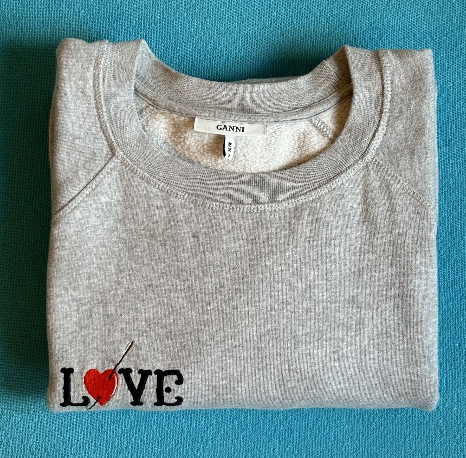 Ganni Ganni Love gray sweatshirt size L Size L / US 10 / IT 46 - 14 Thumbnail