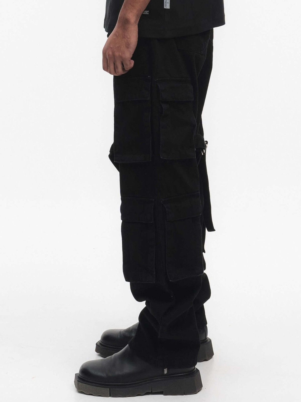 Other Finelli Mens Black Multi-Pocket Strap Utility Jeans RRP $160 Size US 32 / EU 48 - 9 Thumbnail
