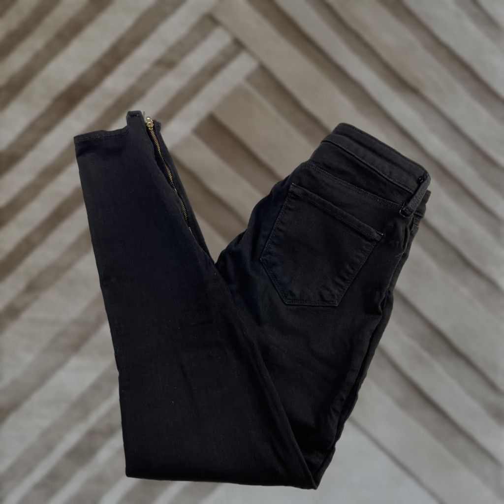 L'AGENCE L'Agence Andrea High Rise Slim Straight Ankle Zip Jeans Women's 24 Noir Black Size 42" / US 20 - 1 Thumbnail
