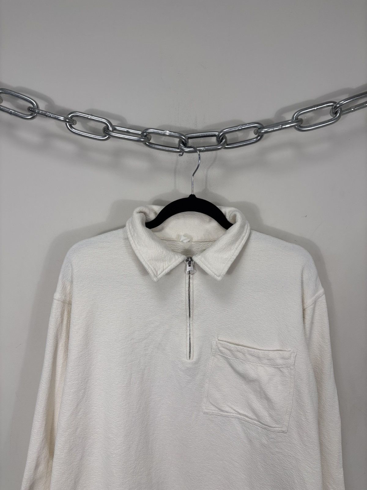 Arket Arket Men’s Ivory Cotton 1/4 Zip Sweatshirt Pullover Size US M / EU 48-50 / 2 - 2 Thumbnail