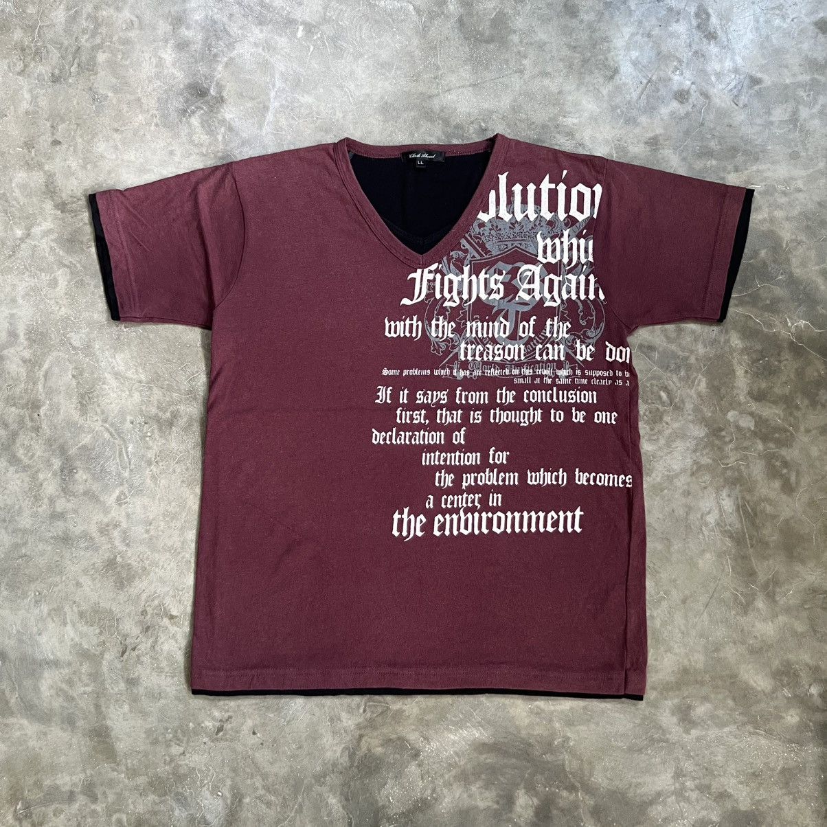 If Six Was Nine 2000s Clash A head Vkei Style Double Layer Poem V neck Shirt Size US L / EU 52-54 / 3 - 1 Thumbnail