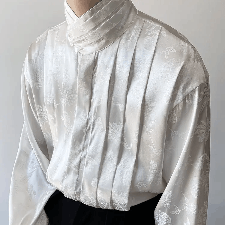 Vintage Korean fashion floral pleated button up shirt Size US L / EU 52-54 / 3 - 5 Thumbnail