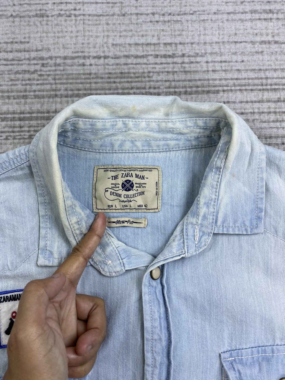 Vintage × Zara Vintage The Zara Man Soft Blue Slim Fit Denim Shirt Size US M / EU 48-50 / 2 - 11 Thumbnail