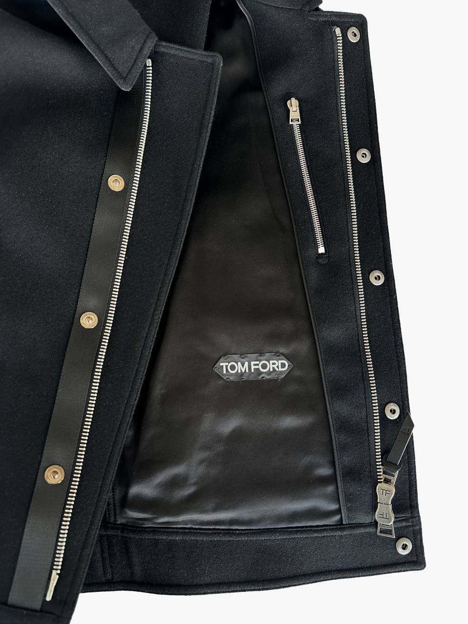Tom Ford Tom Ford Men's Wool/Calf Leather Trim Jacket Size US L / EU 52-54 / 3 - 2 Thumbnail