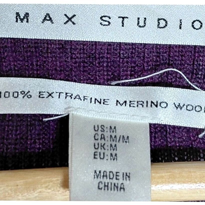 Vintage Max Studio Cardigan Women Size M Purple Merino Wool Knit Size M / US 6-8 / IT 42-44 - 3 Thumbnail